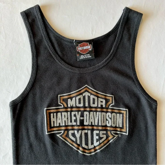 Harley Davidson Womens Tank Top Y2K Weiblers Davenport Iowa Glitter Logo Size M - Picture 5 of 16
